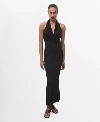 Mango Women's Draped Open-back Dress In Black