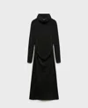Mango Draped Roll Neck Dress Grey In Gray