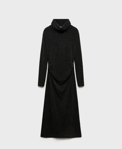 MANGO WOMEN'S DRAPED ROLL NECK DRESS