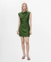 Mango Drape Texture Minidress In Green