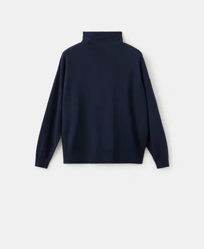 Mango Women's Draped Turtleneck Sweater In Blue