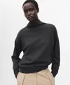 Mango Draped Turtleneck Sweater In Black