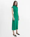 Mango A-line Dress With Draped Waist Green In Green