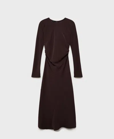 Mango Women's Draped Waist Midi Dress In Brown