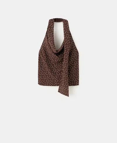 Mango Women's Draped-neck Scarf Top In Brown