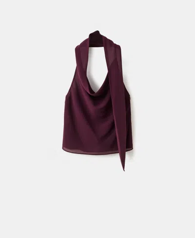 Mango Women's Draped-neck Scarf Top In Purple