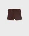 Mango Drawstring Cotton Shorts In Brown
