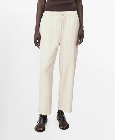 Mango Women's Drawstring Flowy Pants In Sand