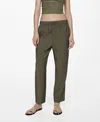 Mango Drawstring Jogger Trousers Khaki In Khaki
