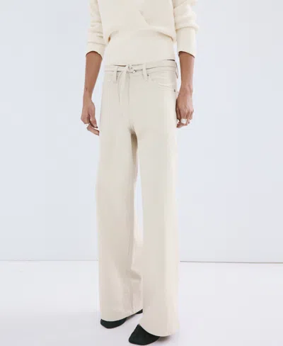 Mango Women's Drawstring Wide-leg Jeans In White