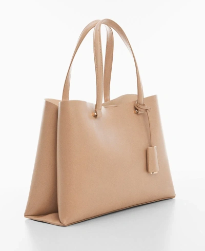 Mango Women's Dual Compartment Shopper Bag In Light,pastel Brown