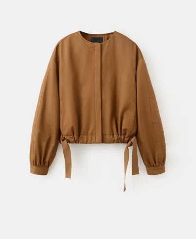 Mango Women's Elastic Bands Lyocell Jacket In Brown