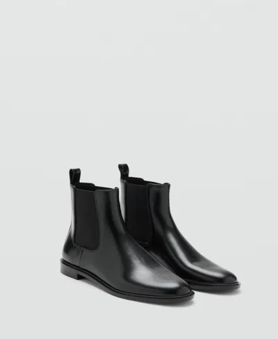 MANGO WOMEN'S ELASTIC PANELS LEATHER ANKLE BOOTS