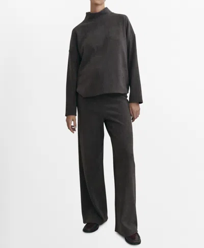 Mango Women's Elastic Waist Corduroy Pants In Dark Heather Gray