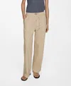 Mango Women's Elastic Waist Cotton Pants In Sand