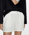 Mango Cotton Gauze Drawstring Shorts In Off White