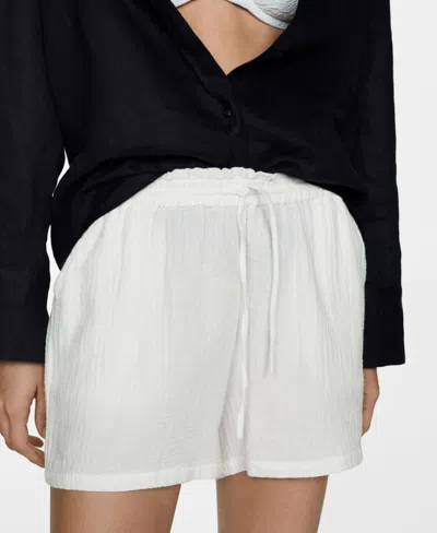 Mango Women's Elastic Waist Cotton Shorts In Off White