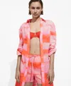 Mango Printed Shorts With Elastic Waist Orange In Orange