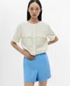 Mango Elastic Waist Shorts Blue In Blue