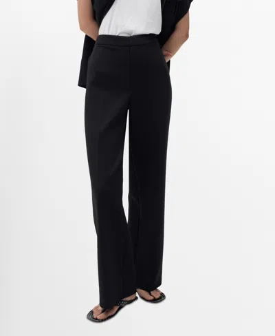Mango Women's Elastic Waist Straight-fit Pants In Black