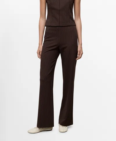 Mango Straight-fit Pants With Elastic Waist In Brown
