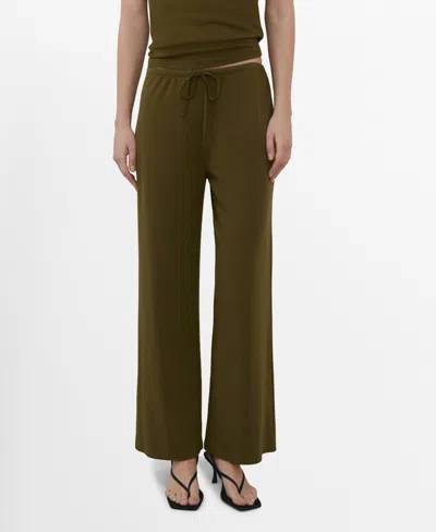 Mango Women's Elastic Waist Straight-fit Pants In Green