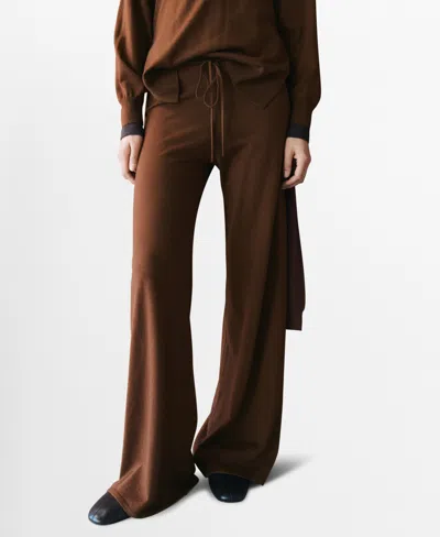 Mango Women's Elastic Waist Straight-fit Pants In Brown