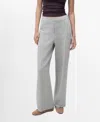 Mango Cotton Blend Straight Leg Pants In Gray