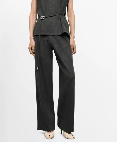 Mango Women's Elastic Waist Straight-fit Pants In Gray
