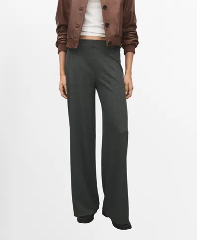 Mango Women's Elastic Waist Straight-fit Pants In Gray