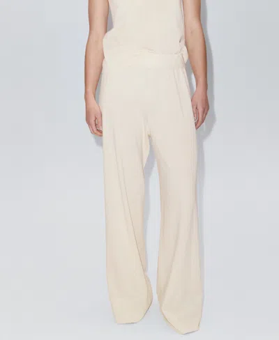 Mango Elastic Waist Straight Leg Pants In Neutral
