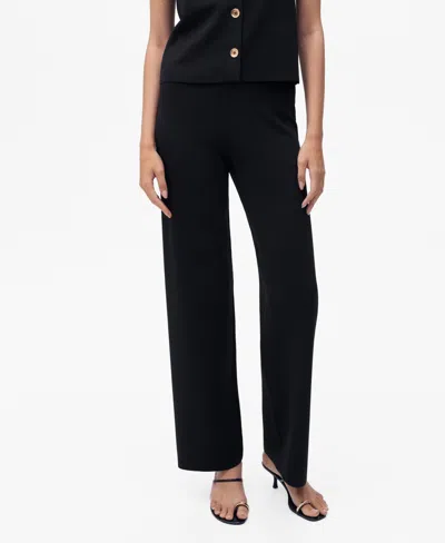 MANGO WOMEN'S ELASTIC WAISTBAND KNITTED PANTS