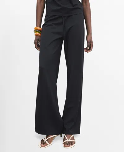 Mango Women's Elasticated Waist Wide-leg Pants In Blue