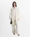 Mango Embroidered Cotton Caftan Off White In Off White