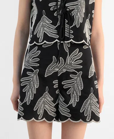 Mango Women's Embroidered Cotton Shorts In Black