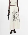 Mango Women's Embroidered Cotton Skirt In White