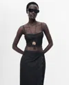 Mango Embroidered Crop Top Black In Black