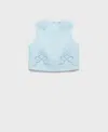 Mango Eyelet Embroidered Cotton Crop Top In Blue