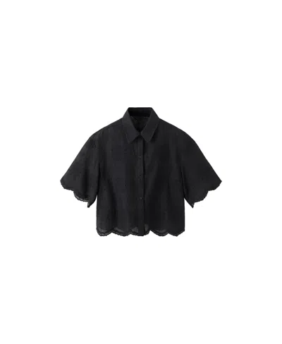 Mango Women's Embroidered Cropped Shirt In Black