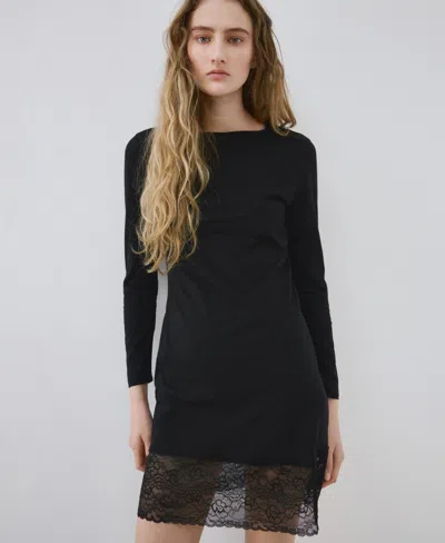 Mango Women's Embroidered Detail Nightgown In Black