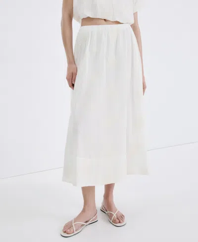 Mango Embroidered Cotton Maxi Skirt In Blue