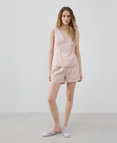 Mango Women's Embroidered Finish Pajama Top In Pink