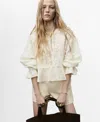 Mango Embroidered Woven Shirt In Neutral