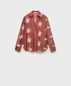 Mango Embroidered Semi-transparent Shirt Russet In Red