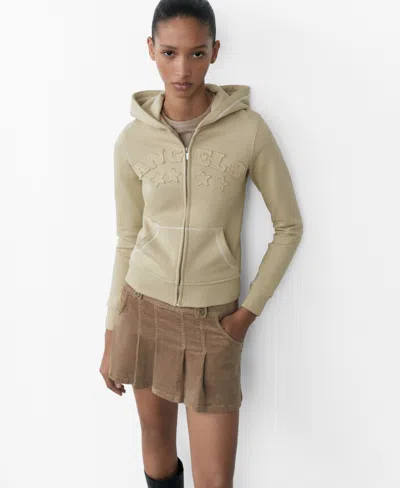 Mango Women's Embroidered Message Cotton Sweatshirt In Beige