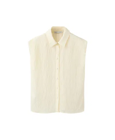 Mango Women's Embroidery Striped Straight-cut Shirt In Off White