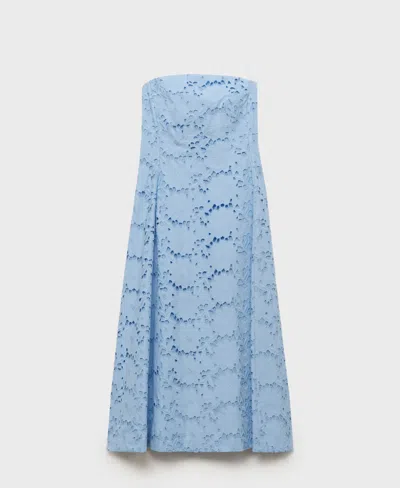 Mango Women's English Embroidered Strapless Dress