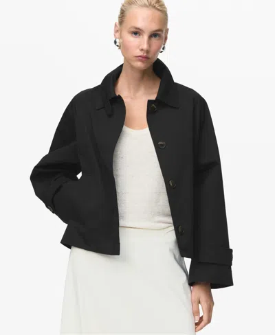 Mango Women's Epaulettes Detail Short Oversized Trench Coat In Black