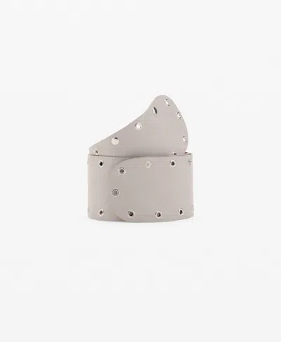 Mango Women's Eyelets Detail Leather Belt In Gray