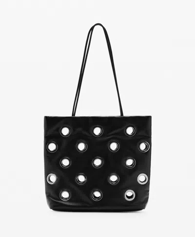 Mango Women's Eyelets Detail Shoulder Bag In Black